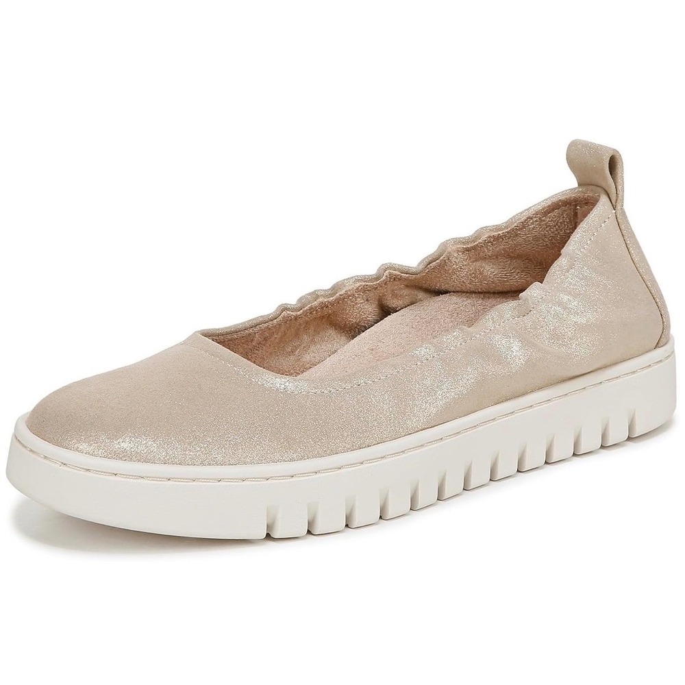 Vionic Uptown Ballet Flats Womens 7.5 Champagne Metallic Leather Slip On Shoes